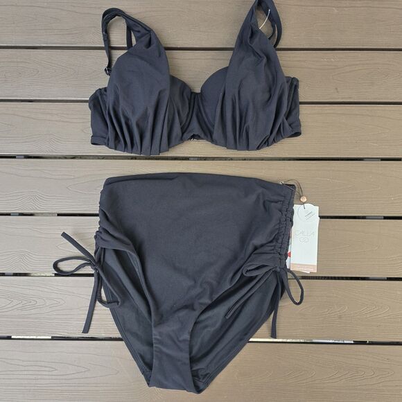 CALIA by Carrie Underwood Other - CALIA Women's Black 34dd Top & Side Tie High Rise Bikini Sz S New